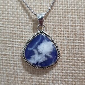 Silver and Blue Pendant Necklace